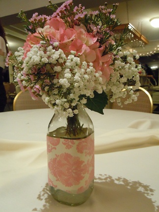 milk bottle floral wedding centerpiece